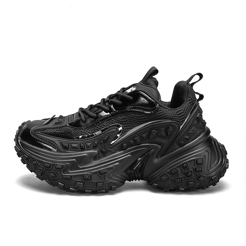 Paris Tire Shoes: 2025 Summer Retro Black Platform Sneakers for Men & Women.