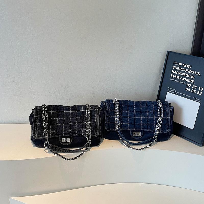 Geantă Tote de Umăr cu Lanț din Denim de Capacitate Mare pentru Femei, Geantă de Mână de Navetă High-End 2025