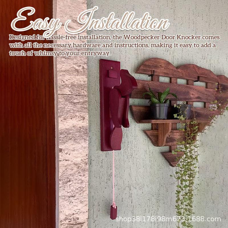 Retro Wooden Woodpecker Doorbell Fun Walnut Oak Knock Bell Wall Mounted Decorative Ringtone For Home Porch Entry Decor