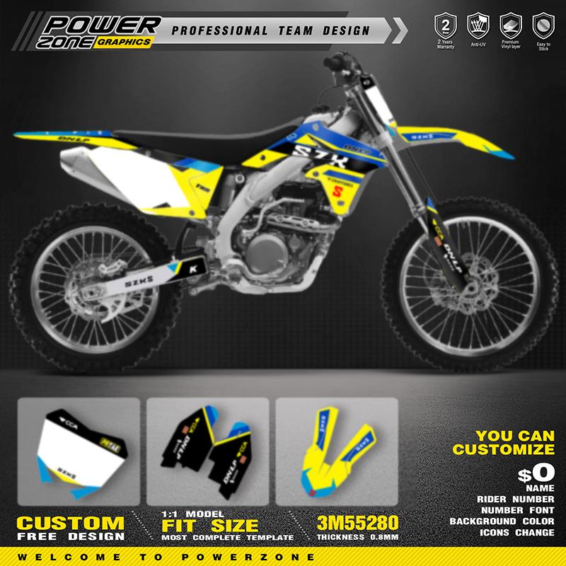 POWERZONE Custom  For SUZUKI RMZ450 2008-2017 RMZ Off road Motorcycle Stickers Customized Graphic Number Protection Kit 05