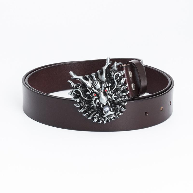 Personalized Men's Cowhide Belt Chinese Dragon Spot Punk Fashion Motorcycle Rider Belt