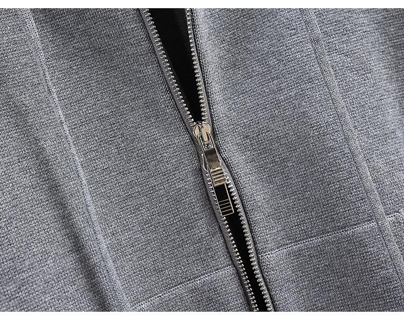 2024 Autumn/Winter Unisex Hooded Knit Cardigan with Double Zipper and Four-Bar Stripe In Academy Style