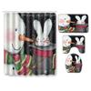 Christmas Shower Curtain Floor Mat Combination Four-Piece Set Bathroom Non-Slip Mat Toilet Absorbent Door Mat Carpet