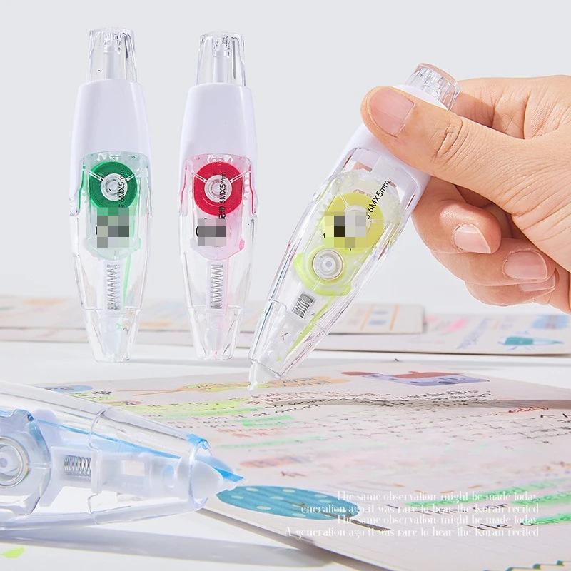 Marker Tape Highlighter for Student Study Press Type Fluorescent Stationery Marker Tape Clean Text Underliner for Study Office