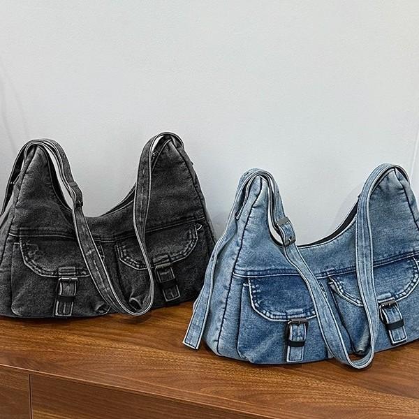 Large Capacity Tote Bag Simple Leisure Travel Large Bag Women's 2025 Summer New High-end Denim Messenger Bag