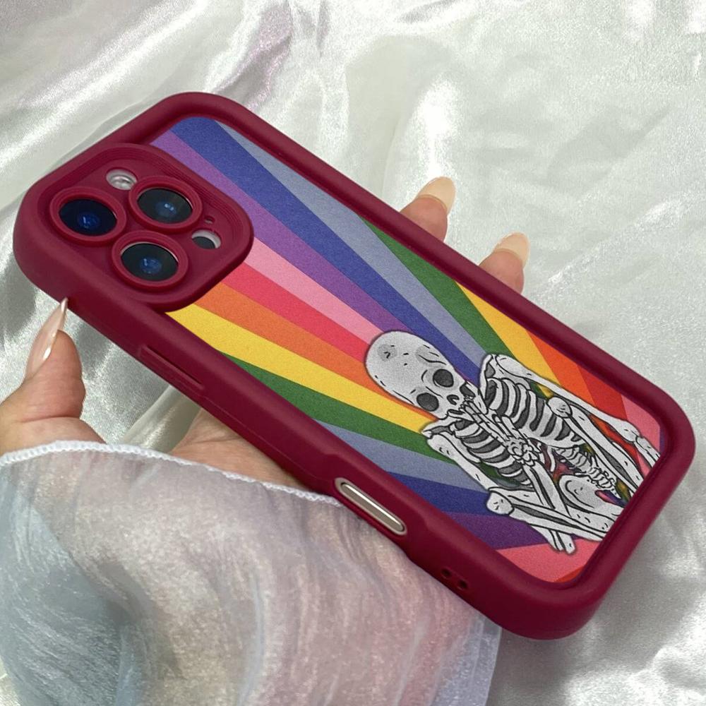 JT441 Raibow Skulls for iPhone 17 16 15 14 13 Pro Max Samsung S26 S25 Ultra A17 A07 A56 A16 A14 A13 Xiaomi 15T Redmi 15c Note 14 13 12 11 Soft Case