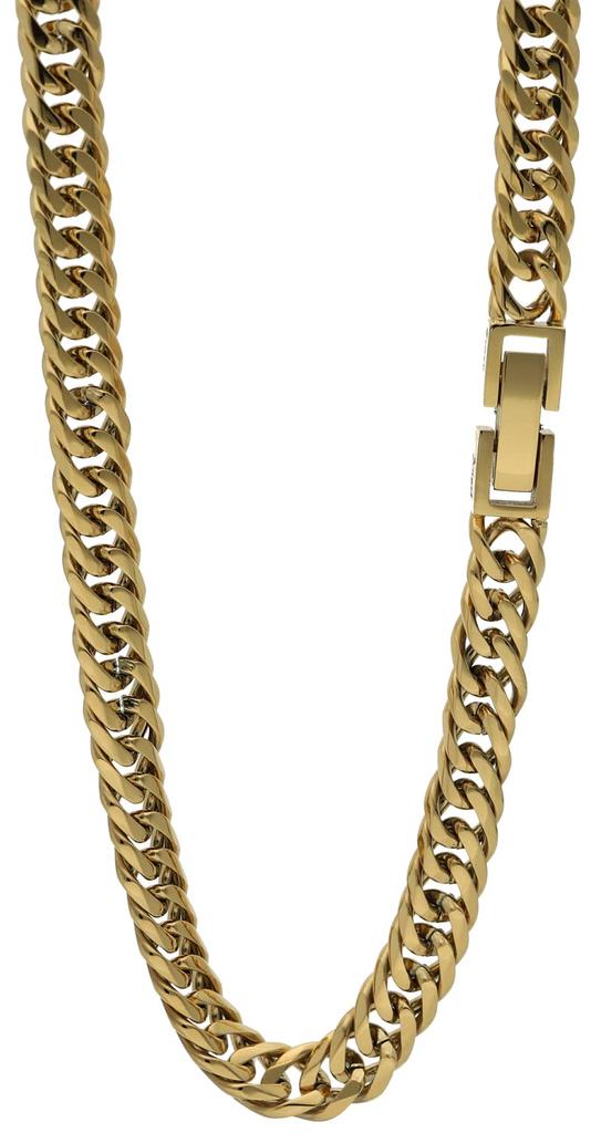 Crazy Angel Men's Surgical Stainless Steel Gold-Tone 6-Sided Double Curb Chain, 5.7mm Wide, 50cm