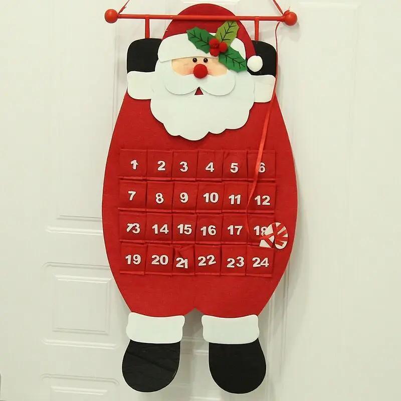 1pcs Christmas Old Man Snow Man Deer Calendar Advent Countdown Calendar Hanging Pendant Decorations for Home