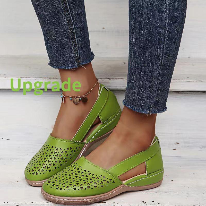 Fashion Summer soft sole mother sandals fish mouth middle-aged and elderly leather shoes flat middle-aged single shoes women's shoes