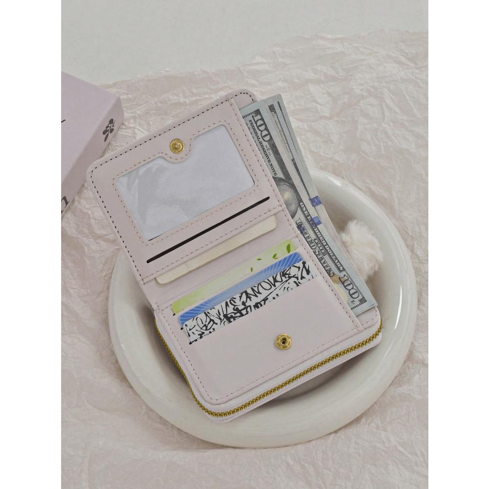 Bunny Design Women Short Trifold Zipper Wallet Business Casual Woman Card Case Gifts Essentials Items For Women Wallet Purse