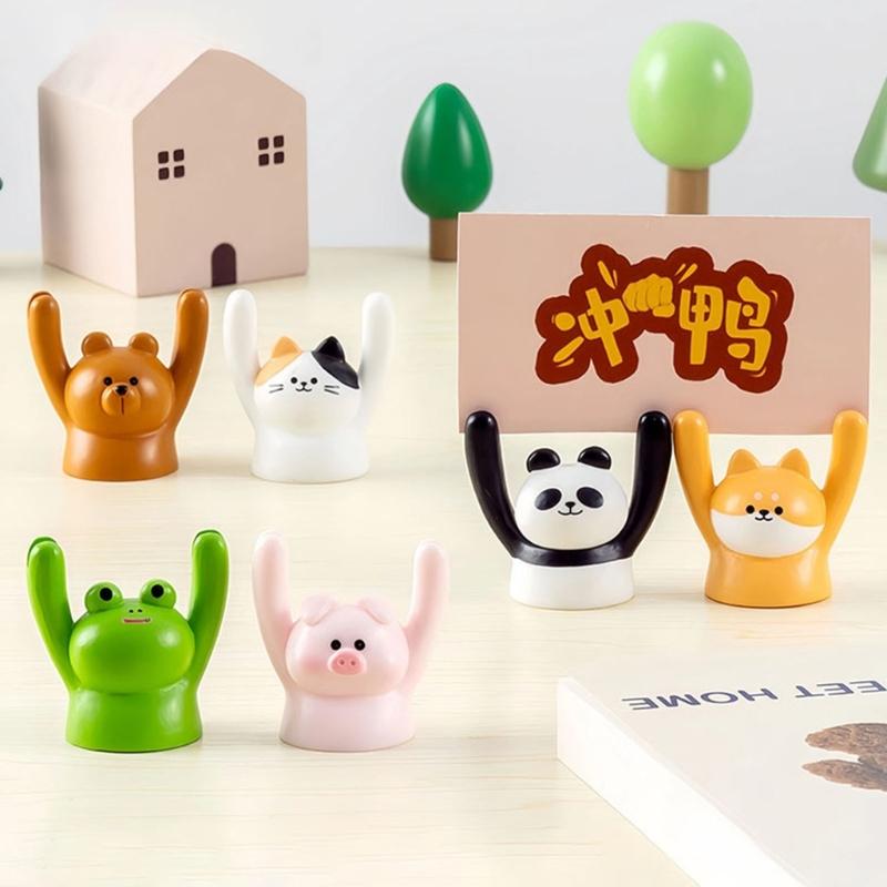 Raising Hand Animal Photo Holder Table Number Holders Microlandscape Ornament Memo Photo Holder Dollhouses Accessories