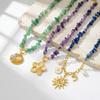 Large Shell Natural Stone Beaded Boho Necklace In Stainless Steel