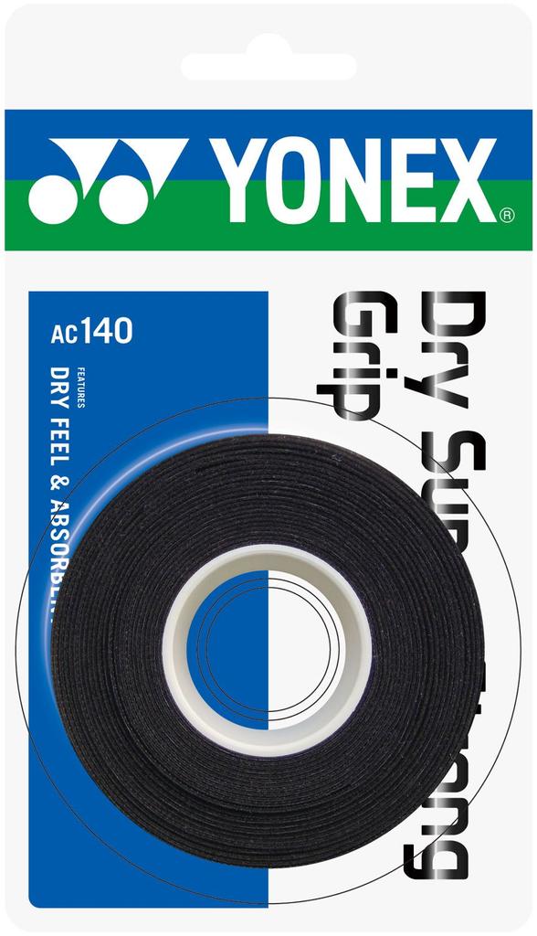 YONEX Grip Dry Super Strong Grip of AC140 Black Tennis/Badminton Tape, (Pack 3)