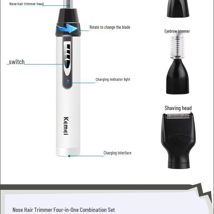 Kemei Unisex Nose, Ear, Eyebrow, and Beard Trimmer KM-6650/6651 Beauty Kit