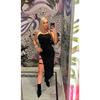 Sexy Black Long Bodycon Dress Women Summer Sleeveless Blackless Halter Neck Spaghetti Strap Dresses High Split Vestidos