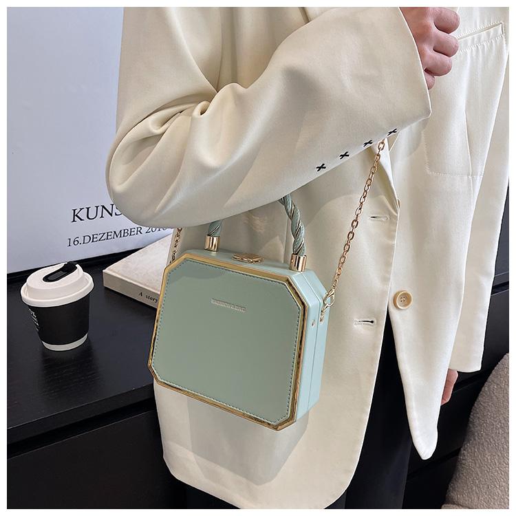 Fashi Designer Metall Quadratische Taschen Damen Kleine Handy-Kette Ein Schulter Crossbody Geldbörse Box Abend Druck Klassisch Uni