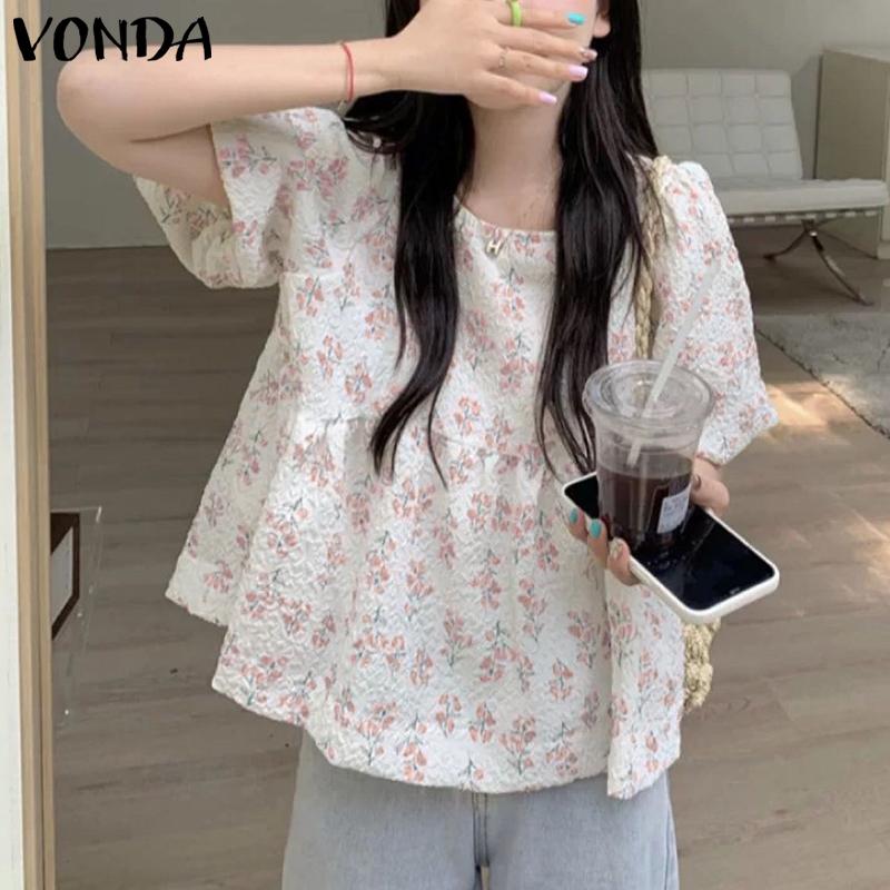 

Женские повседневные свободные топы с короткими рукавами и принтом VONDA