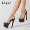 Fashion Liyke Sexy Peep Toe Party Stripper Pole Dance Shoes Extreme High Heels Transparent Slippers Women Platform Sandals Zapatos Mujer