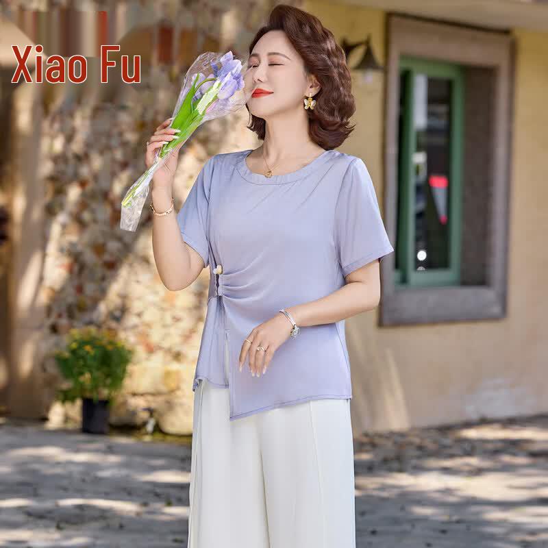 Elegant Summer Two-Piece Outfit for Middle-Aged Women
