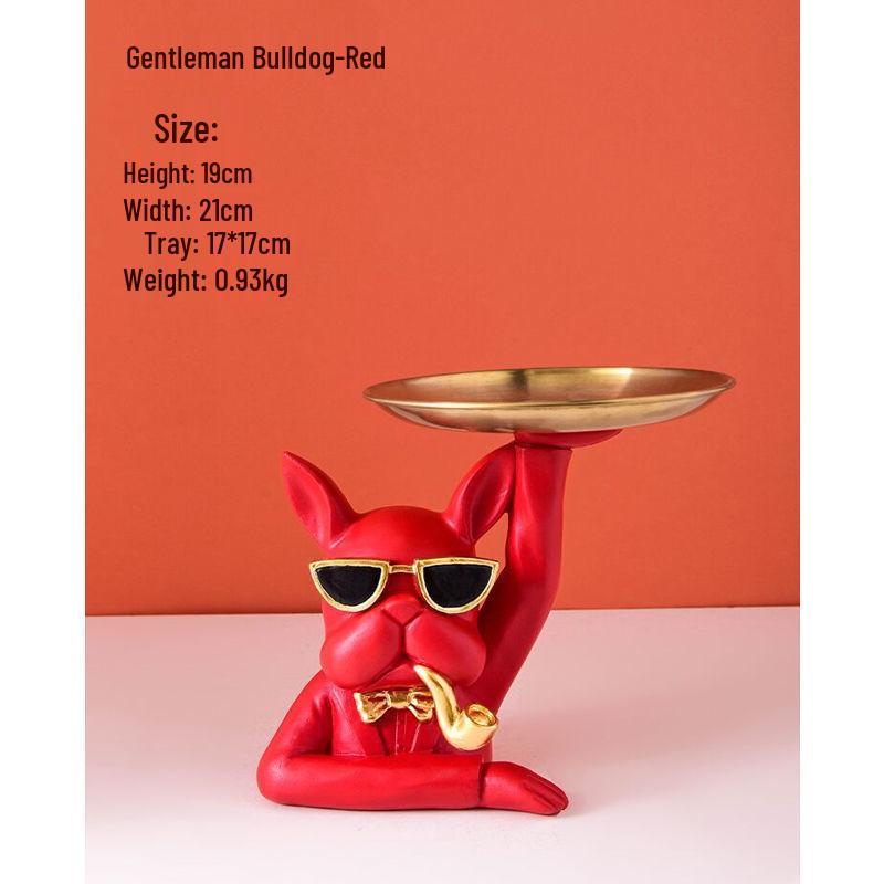 

Скандинавский французский бульдог Двойной поднос Декоративное украшение - Хранение ключей для прихожей