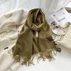 Solid Color Imitation Cashmere Scarf Women's Winter Thickened Double-sided Warm Scarf Cold-proof Outer Long Shawl