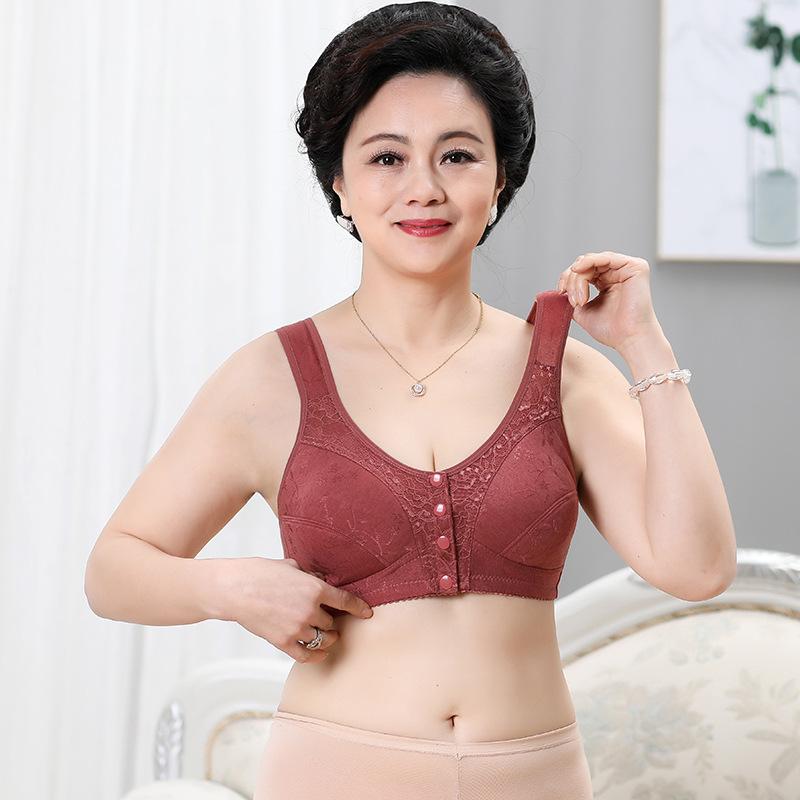 Bra Large Cup Thin Cotton Cotton Vest Middle-aged Side Anti-dew Point Full Cover Large Size Bra