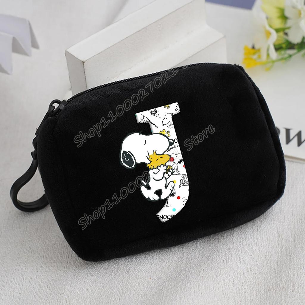 Snoopy Coin Purse Kawaii Cartoon Mini Wallet Man Woman Zipper Purse Fashion Anime Black Money Card Storage Bags Birthday Gift