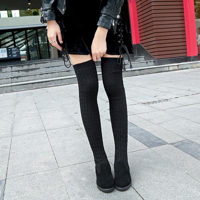 Schuhe über dem Knie Damenstiefel Schwarze Schuhe für Frauen Oberschenkelhohe Plateausocken Halbsaison Schick und elegant Neu im Y2k
