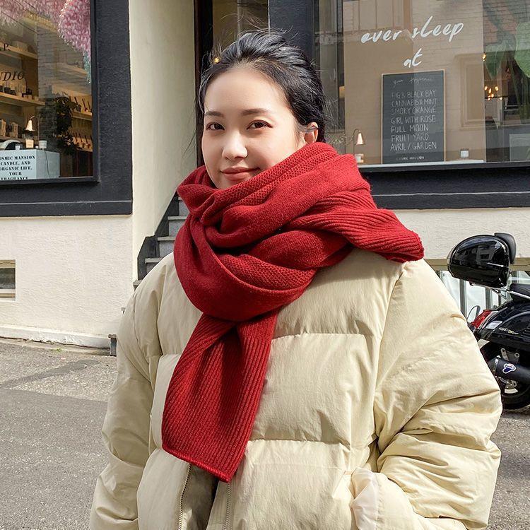 New solid color couple scarf women's imitation cashmere winter Korean version student versatile wool knitted warm scarf men