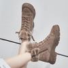 2024 Autumn/Winter Women's Velvet Martin Boots: British Style, Thick-Soled, Furry Casual Cotton Footwear