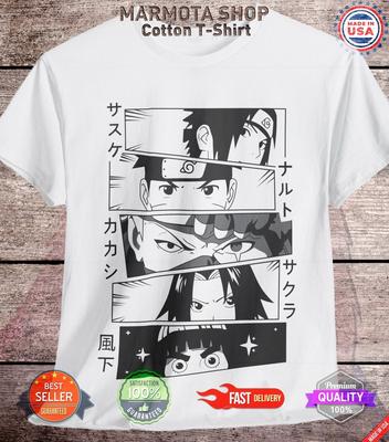 Naruto Shirt Shippuden Sasuke Kakashi Sakura Rock Lee Anime Unisex Tee T-Shirt