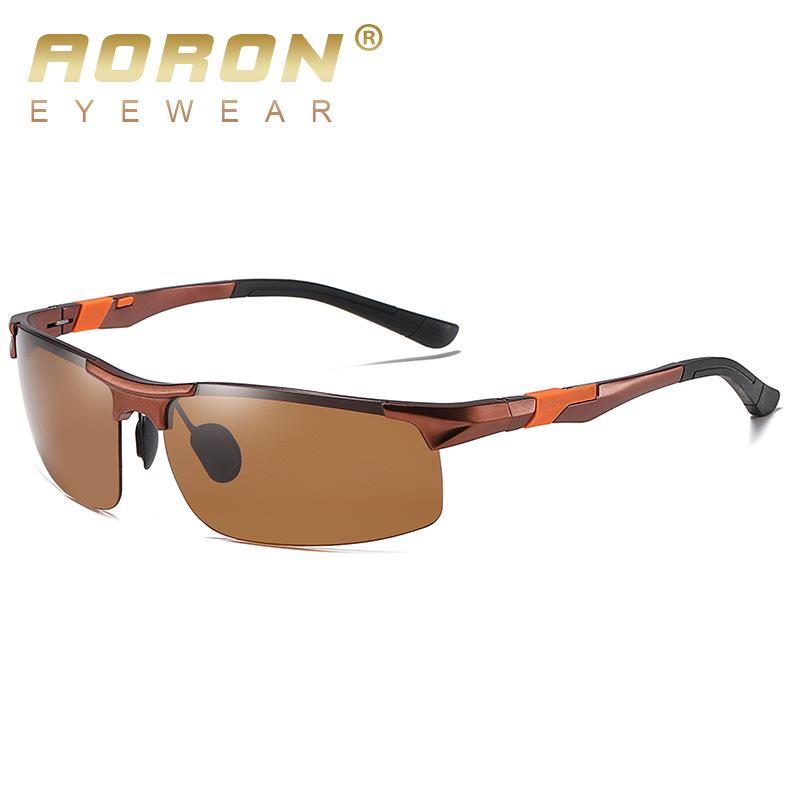 aoron Mote Polariserte Solbriller Vintage Legering Solbriller Retro Luksus Aluminiumsinnfatning Goggles for Menn