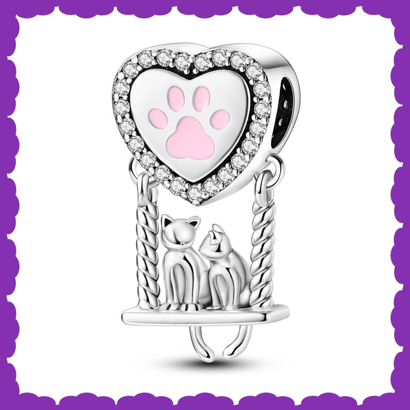 New Copper Fashion Rubik'S Cube Kitten Swing Skull Charm Bead For 3Mm Bracelet Diy Fine Jewelry Making Gift