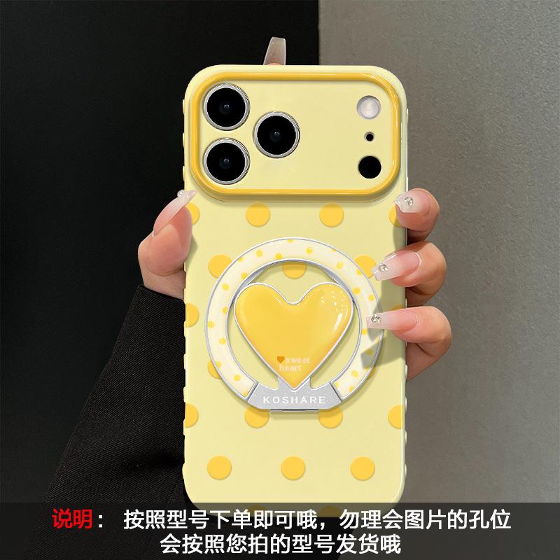 Applicable To Apple 11promax Mobile Phone Case 11 Korean Simple Iphone11 Polka Dot Love Bracket 11 Large Windows