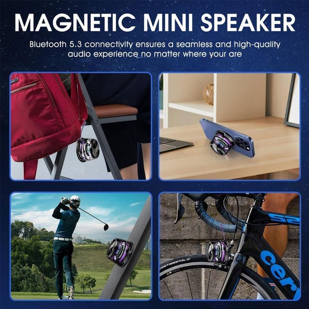 P37 G200 Portable Bluetooth Speaker with RGB Lights, Magnetic Base, Speaker for iPhones Galaxy Android, Ultra Compact Design, Magnetic Bike Speaker