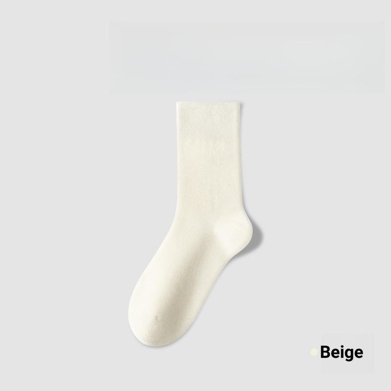 1/5 Pairs Cotton Socks Women Seamless Soft Crew Socks Medium Tube Long Loose Casual Solid Color Anti-Pilling Breathable