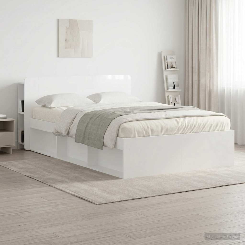 Headboard Cabinet with Storage White Wood Based Material