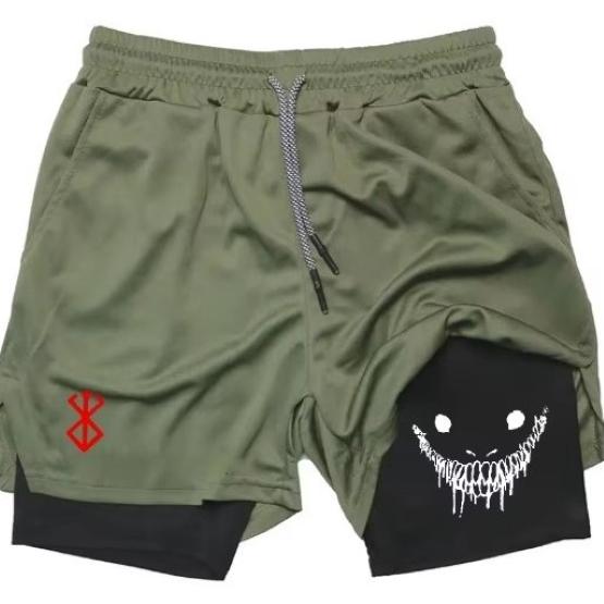 Berserk Muay Thai Kickboxning UFC MMA Mixed Martial Arts Shorts Anime Män Kvinnor Unisex Dubbelt Lager Snabbtorkande Andningsbara Sport Gym Fitness Träning