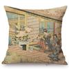 Asian Art Great Wave Woodblock Painting Hokusai Japanese Artist Culture Decoration Pillow Case Cotton Linen Sofa Cushion Cover