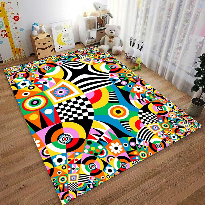 Colorful Geometric Abstract Carpet Non-slip Rug Suitable for Living Room and Bedroom Sofas