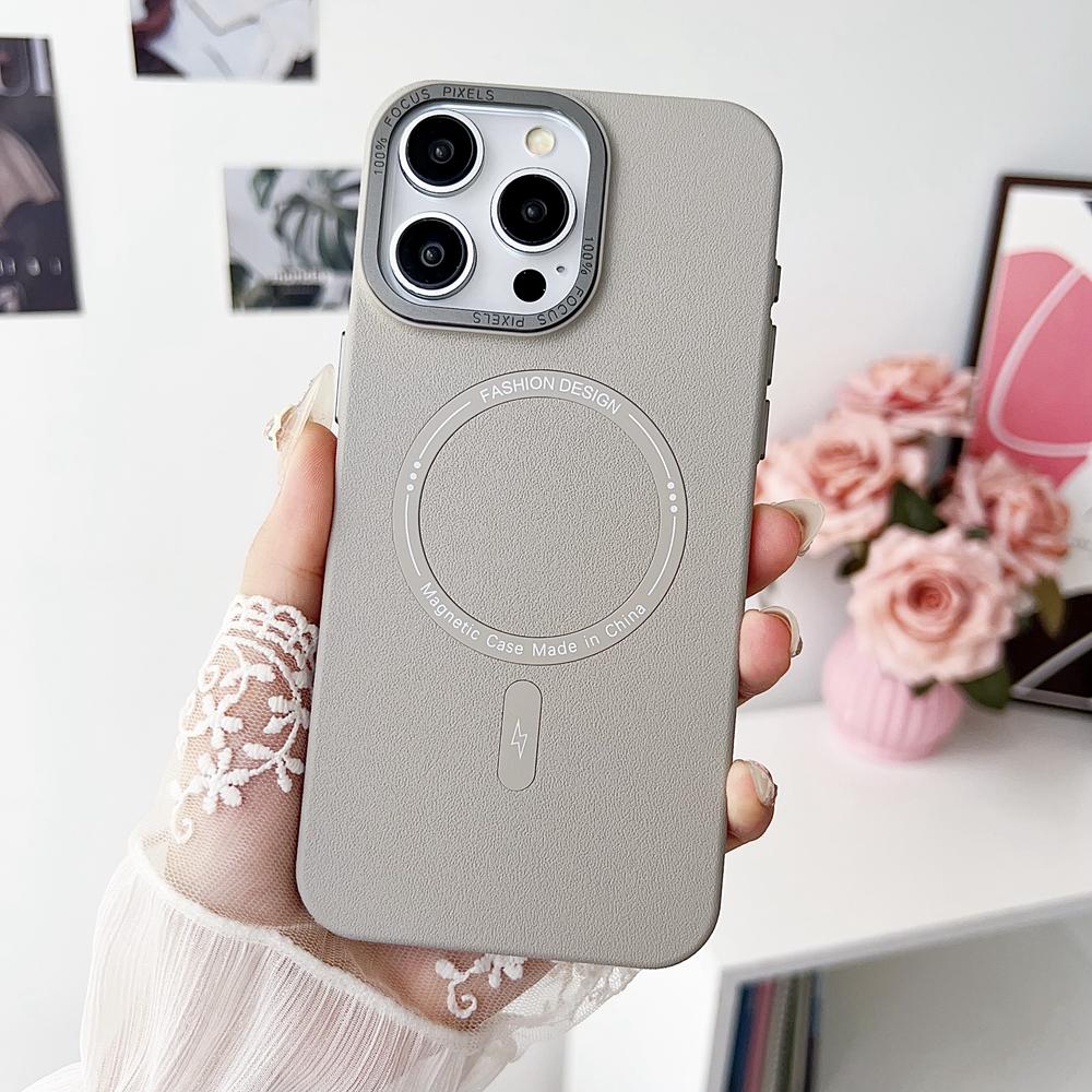 KEYSION Matte Leather Texture Hard PC Phone Case for MagSafe for iPhone 13 14 Pro Max 14 Plus Magnetic Shockproof Back Cover