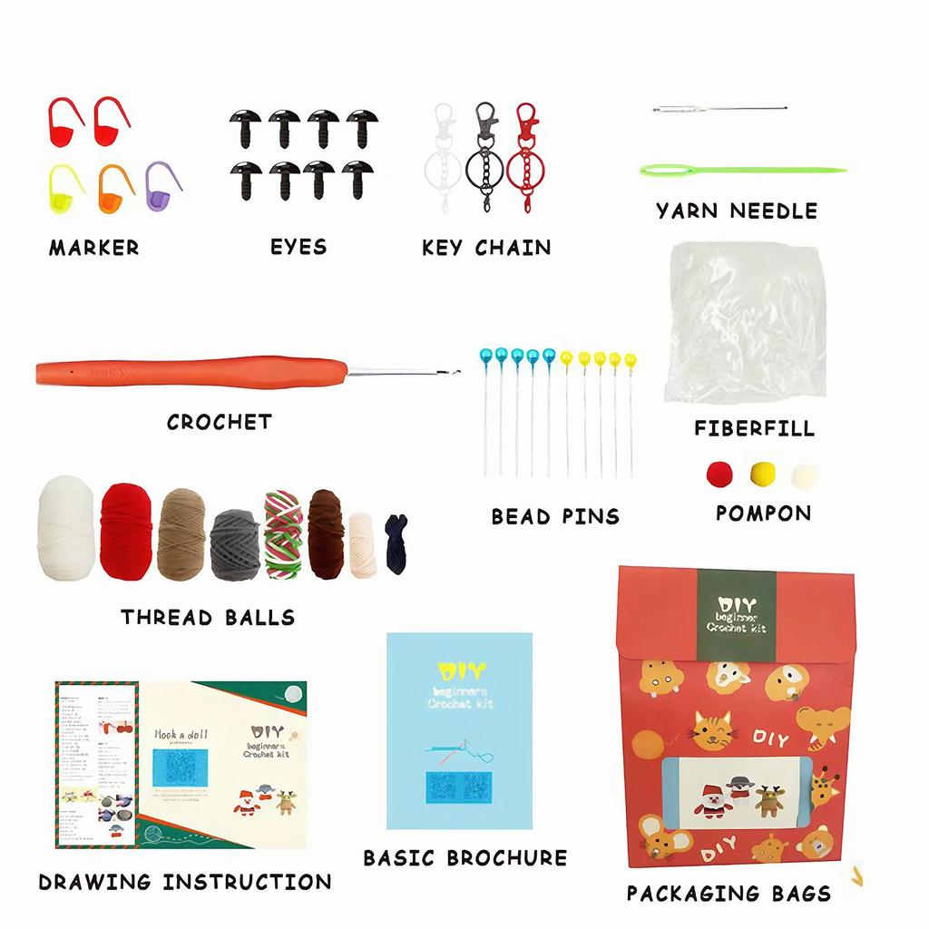 Beginner Christmas Crochet Kit Handmade Making Set Crochet Christmas Doll Kit For Adults Teens DIY Enthusiasts Beginners Craft
