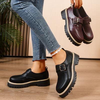 Podzimní dámské mokasíny velké velikosti, britský styl, silná podrážka, silný podpatek, odolné proti opotřebení, ležérní kožené boty Zapatos De Mujer