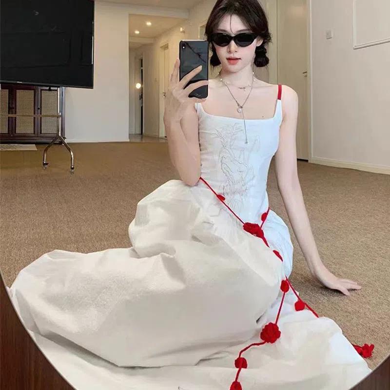 Temperament Rose Handmade Waist Chain Women'S Elegant Versatile Crochet Flower Long Necklace Decorative Skirt Belt Accessories