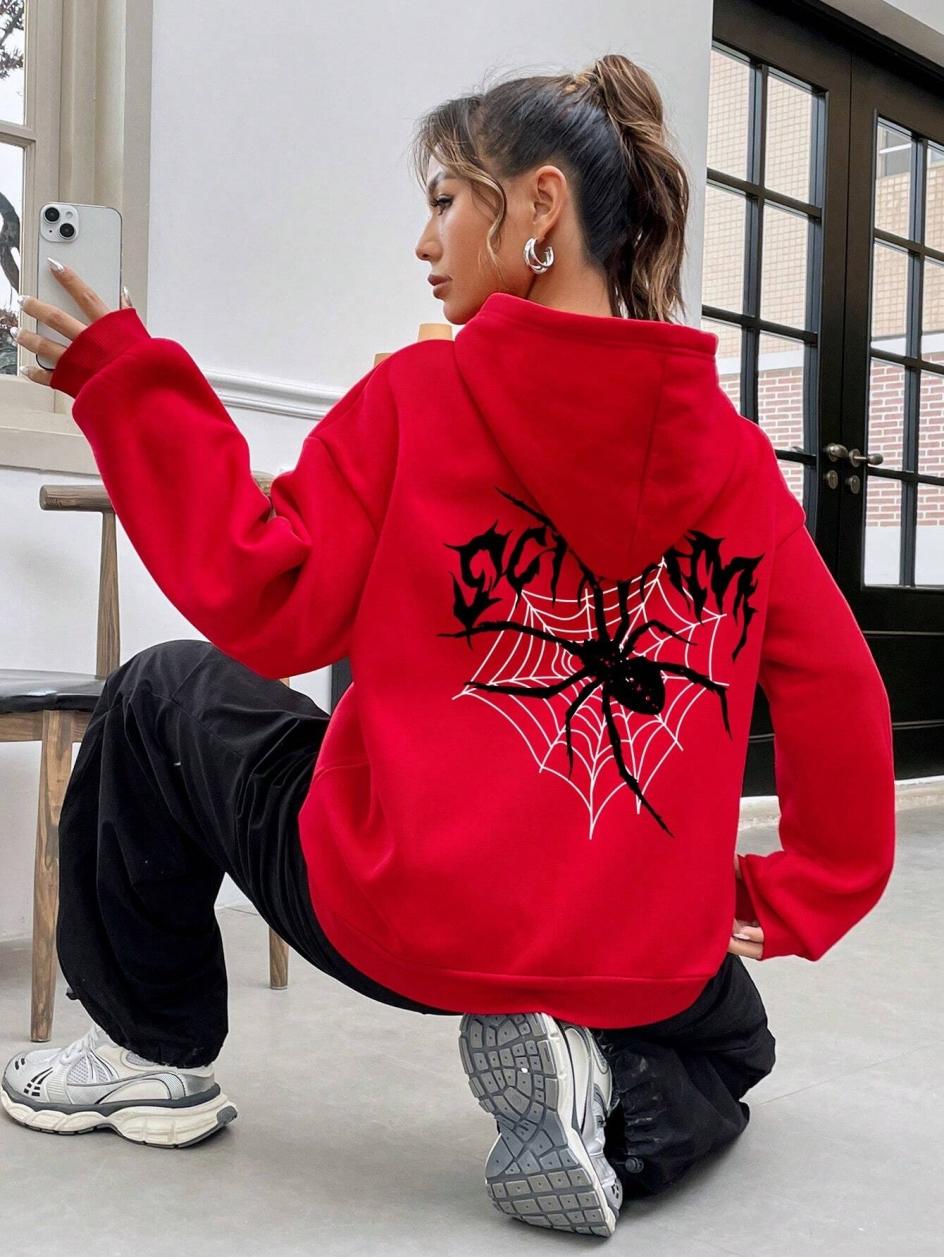 

Scream Spiders & Cobwebs Printing Women Hoodies Harajuku Oversize Hoody Fashion Loose Clothing Comfortable Sweatshirt Female S
