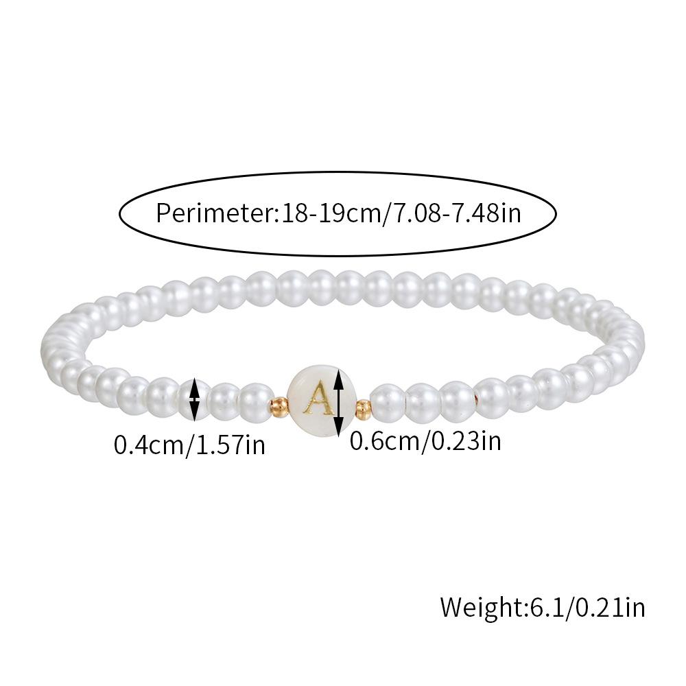 26 Alphabet Letter Shell Charm Artificial Pearl Bracelets Women Girl Charming Simulated Pearl Beads Wristband Bracelets Jewelry
