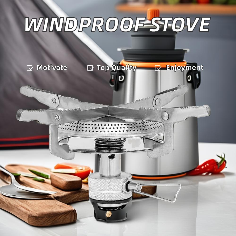 Portable Lightweight Solid Durable Windproof Gas Stove Foldable 2L Outdoor Cooking Burner Cookware for Camping & Hiking Picnics