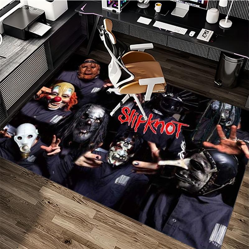 Slipknot Masked Band Members Group Area Rug Non Slip Mat, Rock Portrait Carpet for Heavy Metal Fan Home Decor