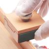 Beech Wood Sandpaper Polishing Block, Handmade Leather Edge Sealing, Polishing Sandpaper Clip, Diagonal Wedge Shaped Square