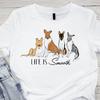 Life Is Smooth White Softstyle T Shirt With Dog Art For Collie Lovers Vintage Casual Soft Stretched Unisex Graphic